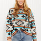 Andree by Unit Southwestern Sunset Full Size Geometric Mock Neck Sweater -