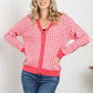 Sew In Love Full Size Houndstooth Button-Up Cardigan -