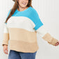 Sew In Love Full Size Color Block Exposed Seam Sweater -
