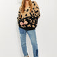 CY Fashion Full Size Leopard V-Neck Fuzzy Sweater -