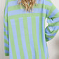 Petal Dew Striped Button-Up Pocket Cardigan -