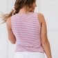 Zenana Just a City Girl Striped Twist Detail Tank in Light Rose -