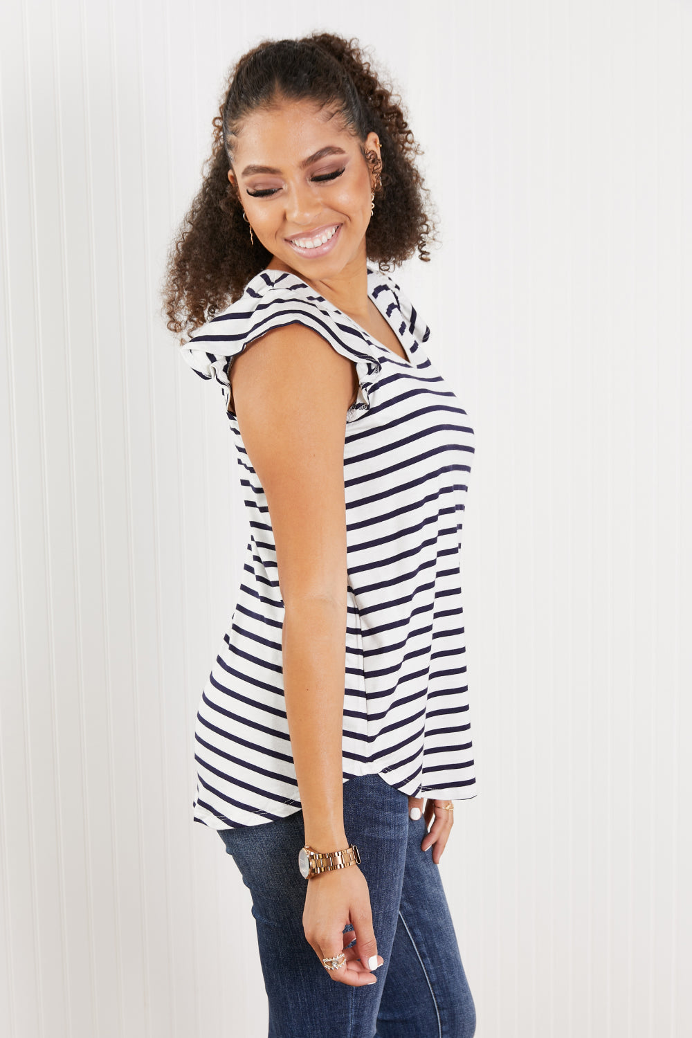 Sew In Love Illuminate the Way Striped Tee in Navy -