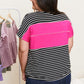 Sew In Love Ideal Date Color Block Striped Tee in Fuchsia -