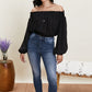 HYFVE Never Too Chic Off-Shoulder Button Front Crop Top -