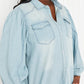 Davi & Dani Sitting Fireside Full Size Button Down Denim Shirt -