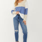 HOPELY Blue Skies Color Block Waffle Knit Top -