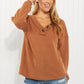 Zenana Apple Dumplings Full Size Brushed Waffle Knit Henley in Deep Camel -