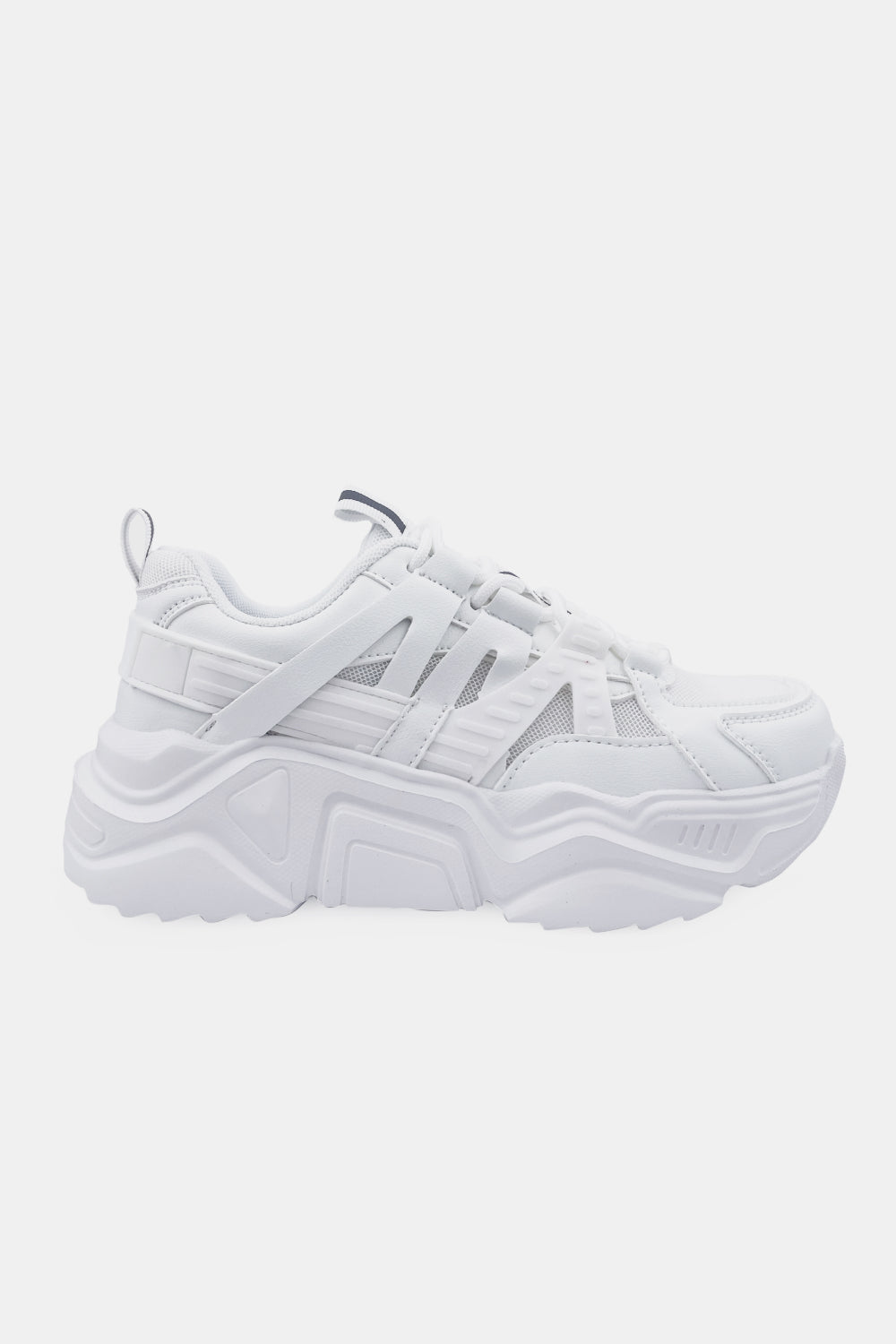 Berness Running Late Chunky Sole Athletic Sneakers in White -