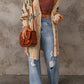 Floral Pattern Ribbed Trim Cardigan -