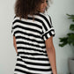 Sew In Love Out and About Striped Pocket Tee in Black and Ivory -