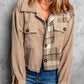 Plaid Corduroy Dropped Shoulder Jacket -