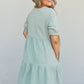 GeeGee Summer Blooms Quarter Button Dress in Light Sage -