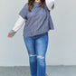 Sugarfox Full Size Contrast Faux Layered Exposed Seam Hoodie -