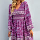 Bohemian V-Neck Balloon Sleeve Dress -