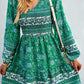 Bohemian V-Neck Balloon Sleeve Dress -
