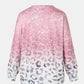 Leopard Gradient Round Neck Dropped Shoulder Top -