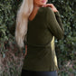Studded Grommet V-Neck Long Sleeve Top -