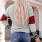 Leopard Color Block Drawstring Detail Sweatshirt -