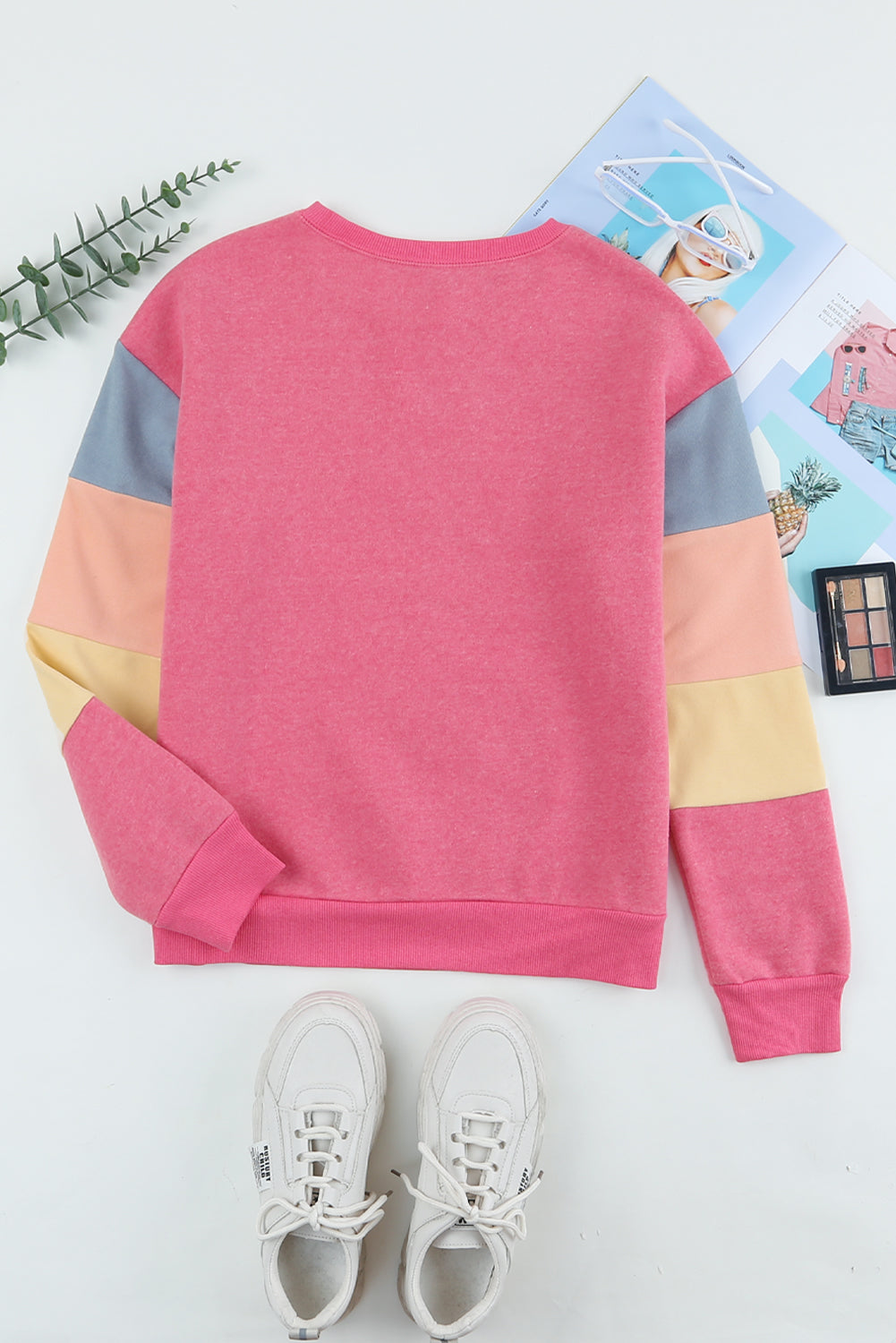 Color Block Ribbed Trim Sweatshirt -