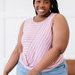 Zenana Just a City Girl Striped Twist Detail Tank in Light Rose -