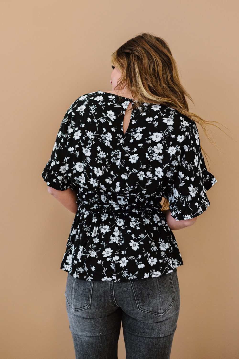 ODDI Garden Stroll Floral Peplum Blouse -