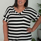Sew In Love Out and About Striped Pocket Tee in Black and Ivory -