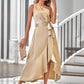 One-Shoulder Belted Ruffle Hem Dress -