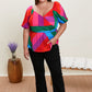 Skies Are Blue Colorful Day Color Block Peplum Top -