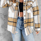 Plaid Button Down Hooded Shirt Jacket with Breast Pockets -