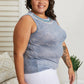 Vocal Finest Hour Acid Wash Rhinestone Neckline Tank in Blue -