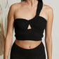 Glam Still Beaming Pleated One-Shoulder Crop Top -