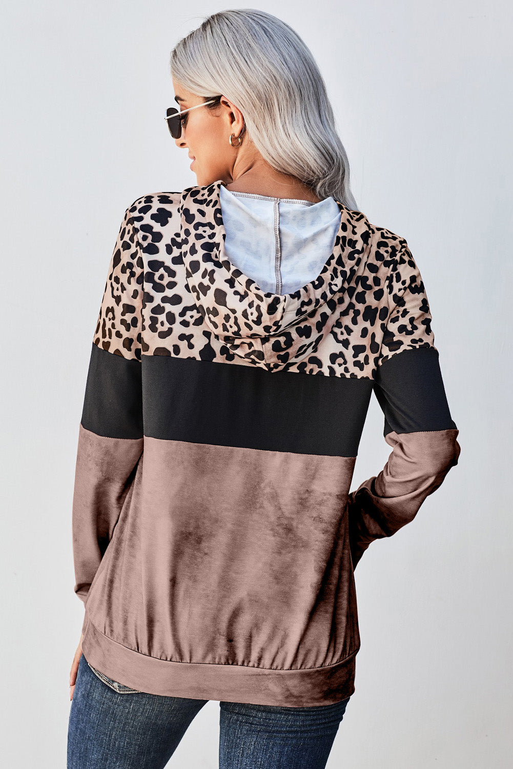 Leopard Color Block Hoodie -