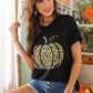 Leopard Pumpkin Graphic Cuffed Tee -