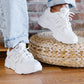 Berness Running Late Chunky Sole Athletic Sneakers in White -
