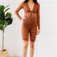 PRIVY Ruched Deep V Romper -