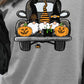 Halloween Car Graphic Camo Raglan Sleeve Sweatshirt -