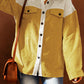Color Block Button Front Corduroy Shirt Jacket -