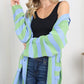 Petal Dew Striped Button-Up Pocket Cardigan -
