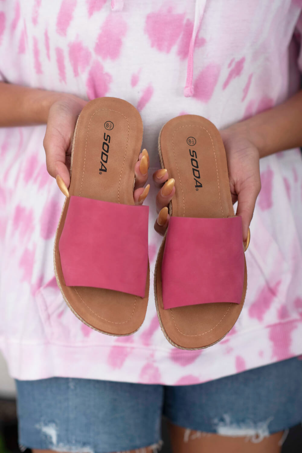 SODA Good Karma Open-Toe Espadrille Slides -