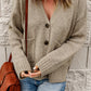 Ribbed Trim Button Down Cardigan with Pockets -