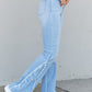 YMI Jeanswear Lila Frayed Panel High-Waist Flared Jeans -