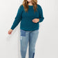 Zenana Autumn is Calling Full Size Waffle Knit Sweater in Teal -