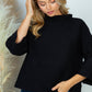 White Birch Full Size Horizontal-Ribbing Sweater in Black -