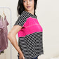 Sew In Love Ideal Date Color Block Striped Tee in Fuchsia -