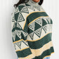 Davi & Dani Cozy Weather Full Size Geometric Fuzzy Turtleneck Sweater in Green -