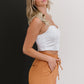 Glam Genuine Smile Satin Bustier Crop Top -