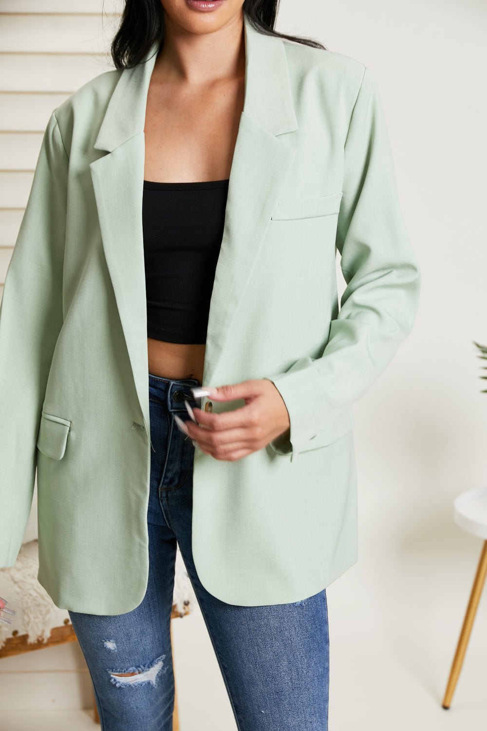 Trend Notes Self Made Blazer in Green -