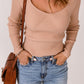 Scoop Neck Rib-Knit Raglan Sleeve Sweater -