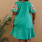 Davi & Dani Flowers for You Full Size Embroidered Dress in Green -